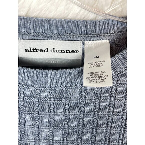 Alfred Dunner Petite Medium Short Sleeve Light Blue Knit Sweater Shoulder Pads - Picture 5 of 8